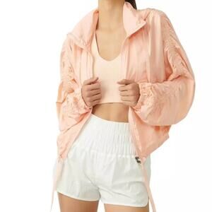 Free People FP Movement Way Home Ruched Out Packable Jacket Windbreaker Womens L
